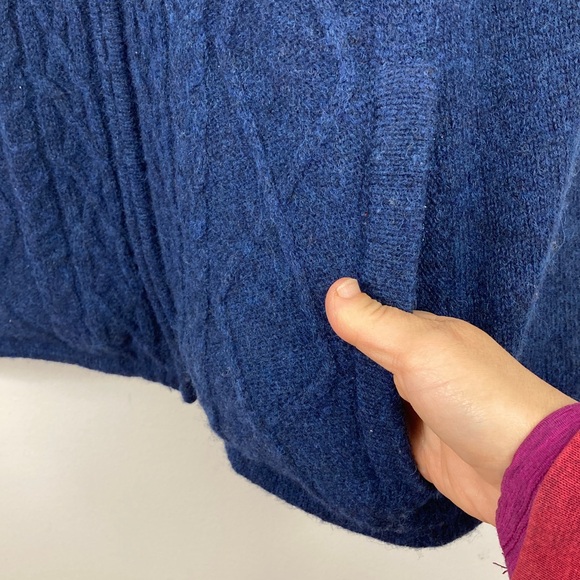 Aran Woolen Mills Sweater Vest Mens XL Blue Wool Cable Knit Cotton Lining - Picture 8 of 16